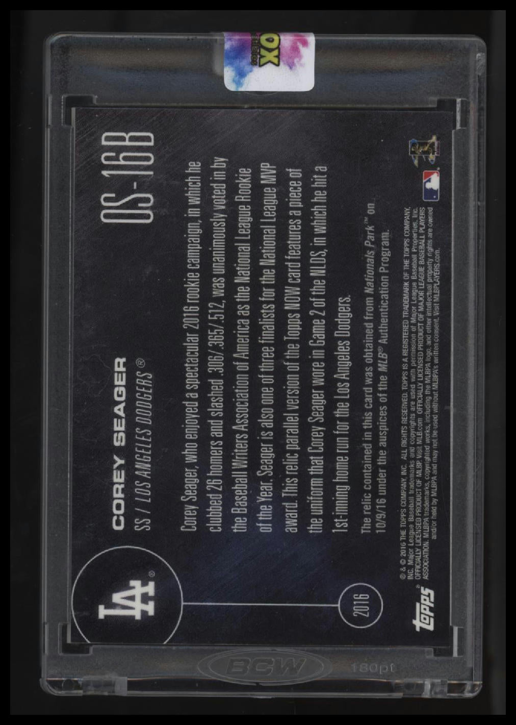 2016 Topps Now Corey Seager #/199 Patch