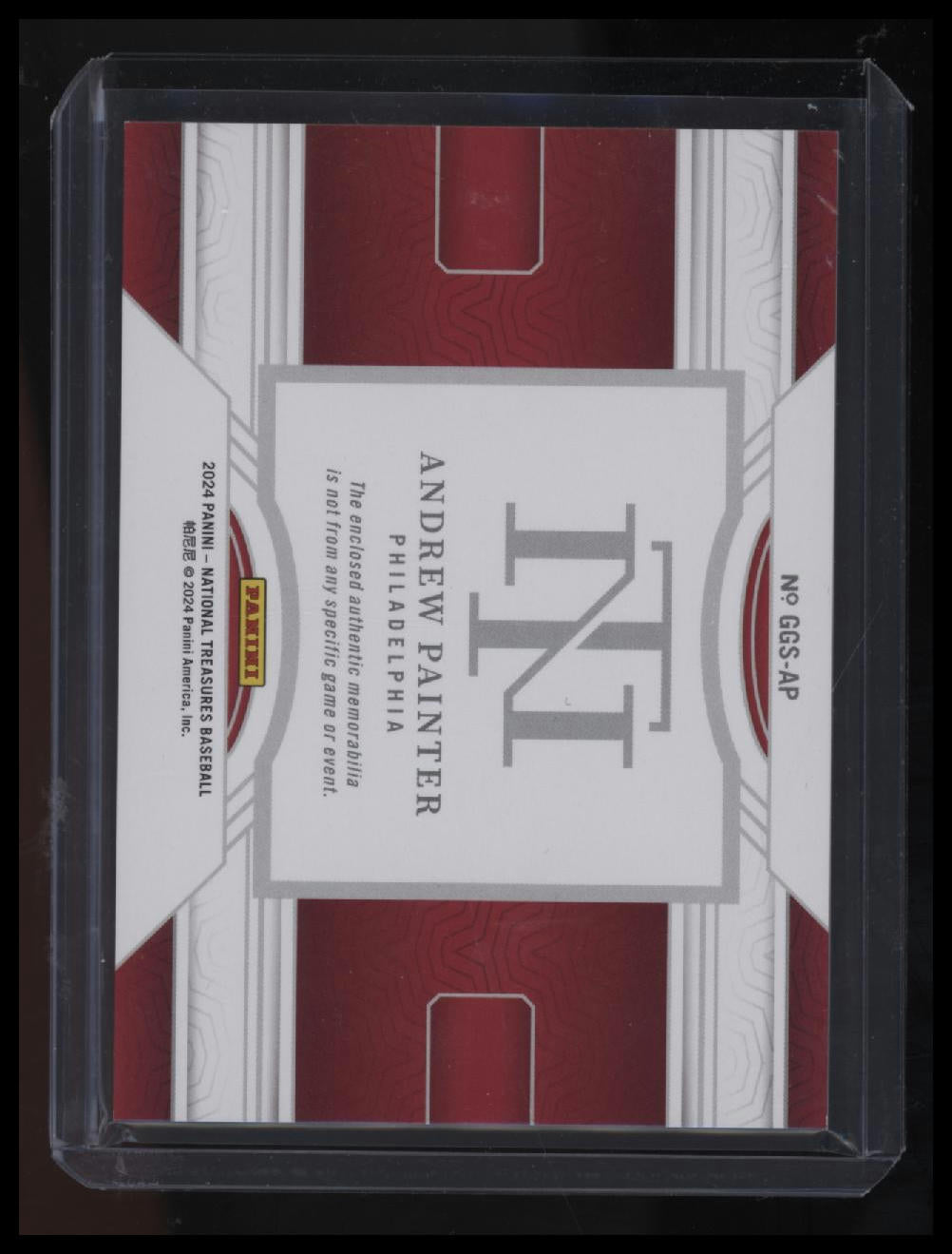 2024 Panini National Treasures Andrew Painter Game Gear Holo Silver #/25