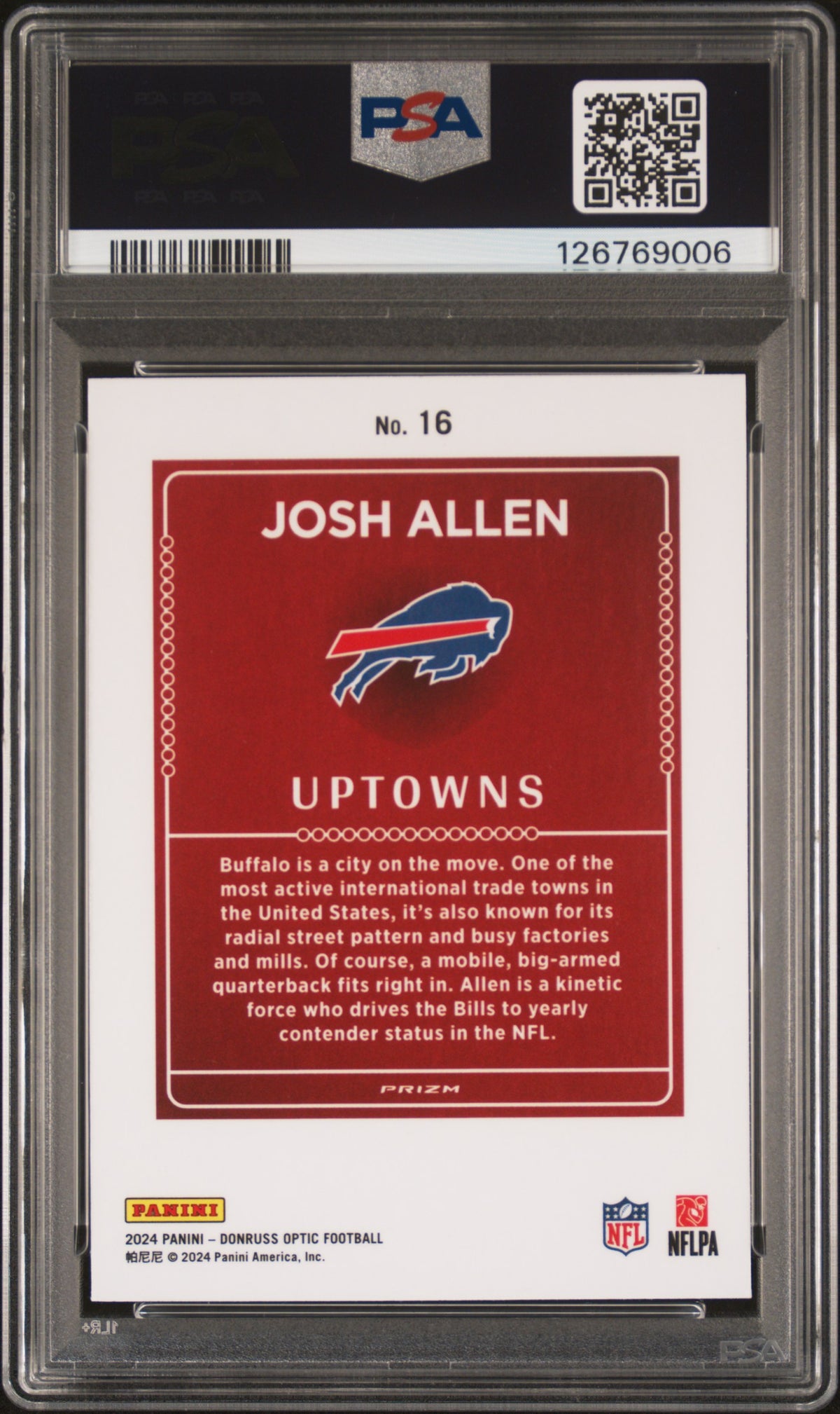 2024 Panini Donruss Optic Uptowns Josh Allen PSA 9