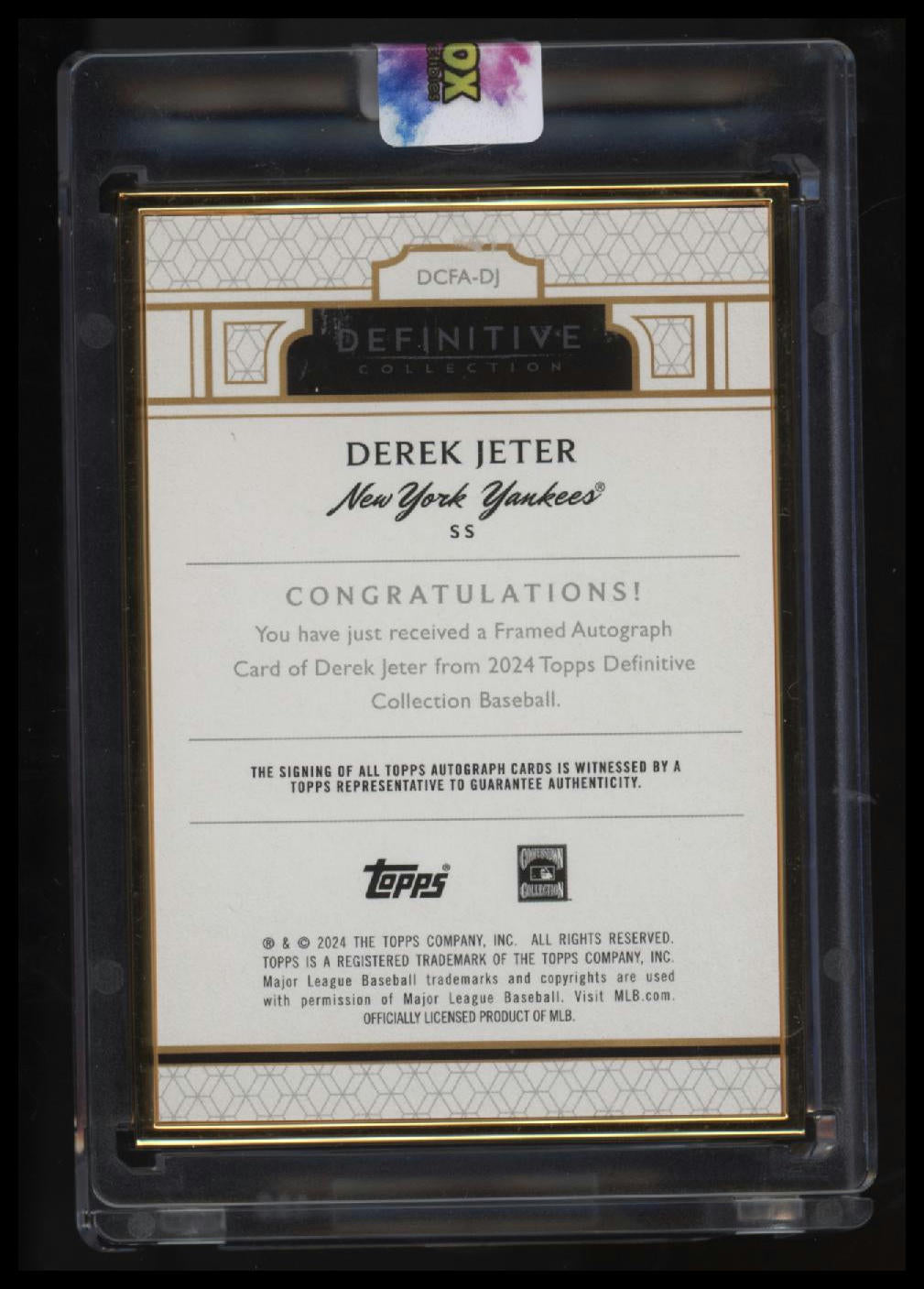2024 Topps Definitive Collection Derek Jeter Framed Autograph Collection #/30