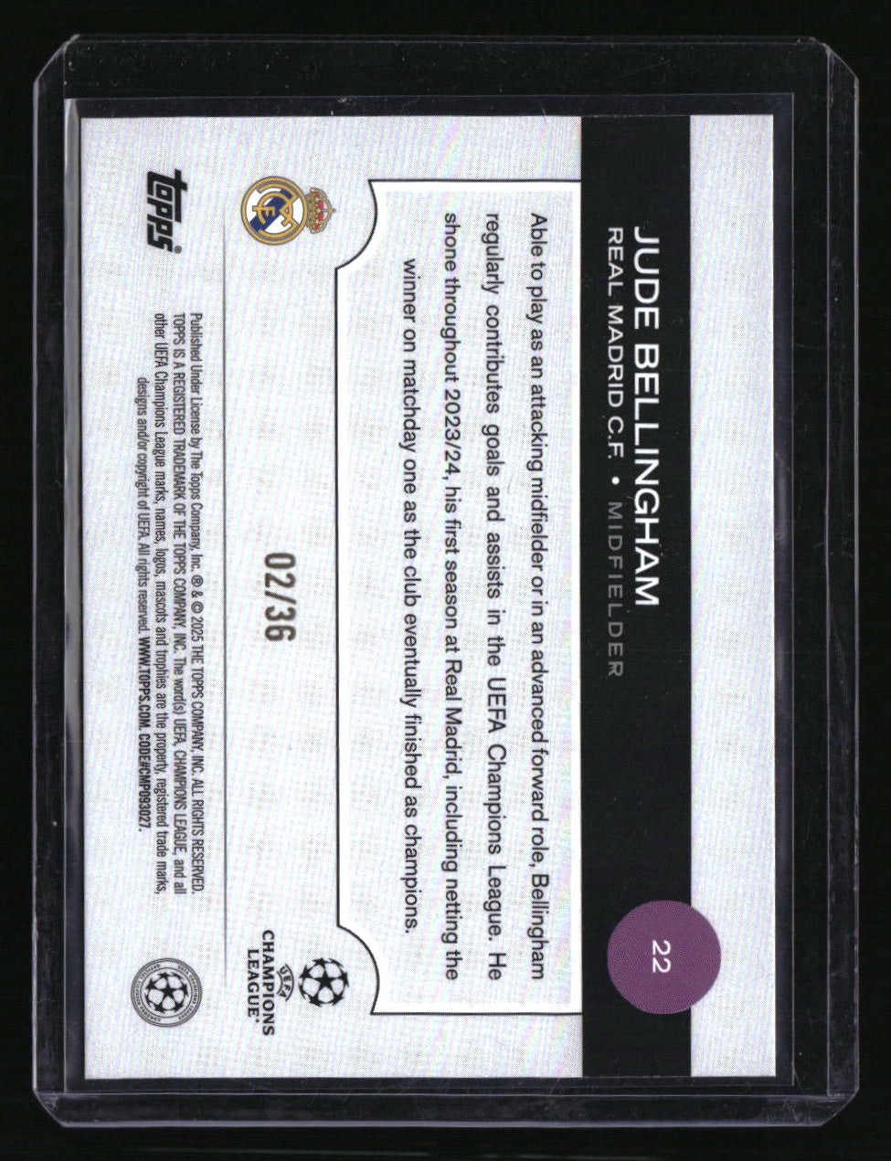 2024-25 Topps UEFA Club Competitions Jude Bellingham New Chapter #/36