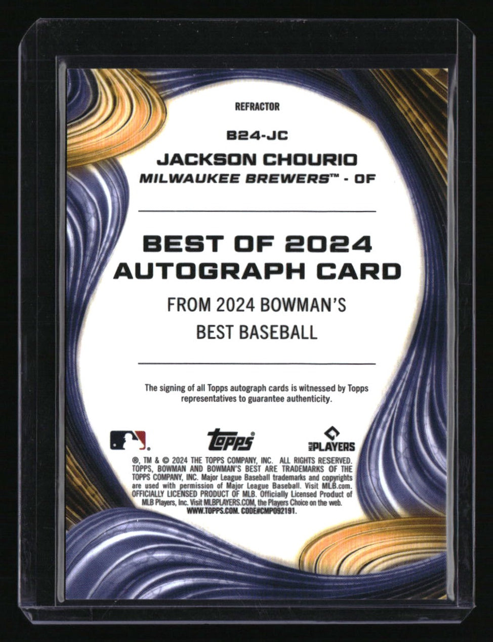 2024 Bowman&#39;s Best Jackson Chourio Best of 2024 Autographs Refractors