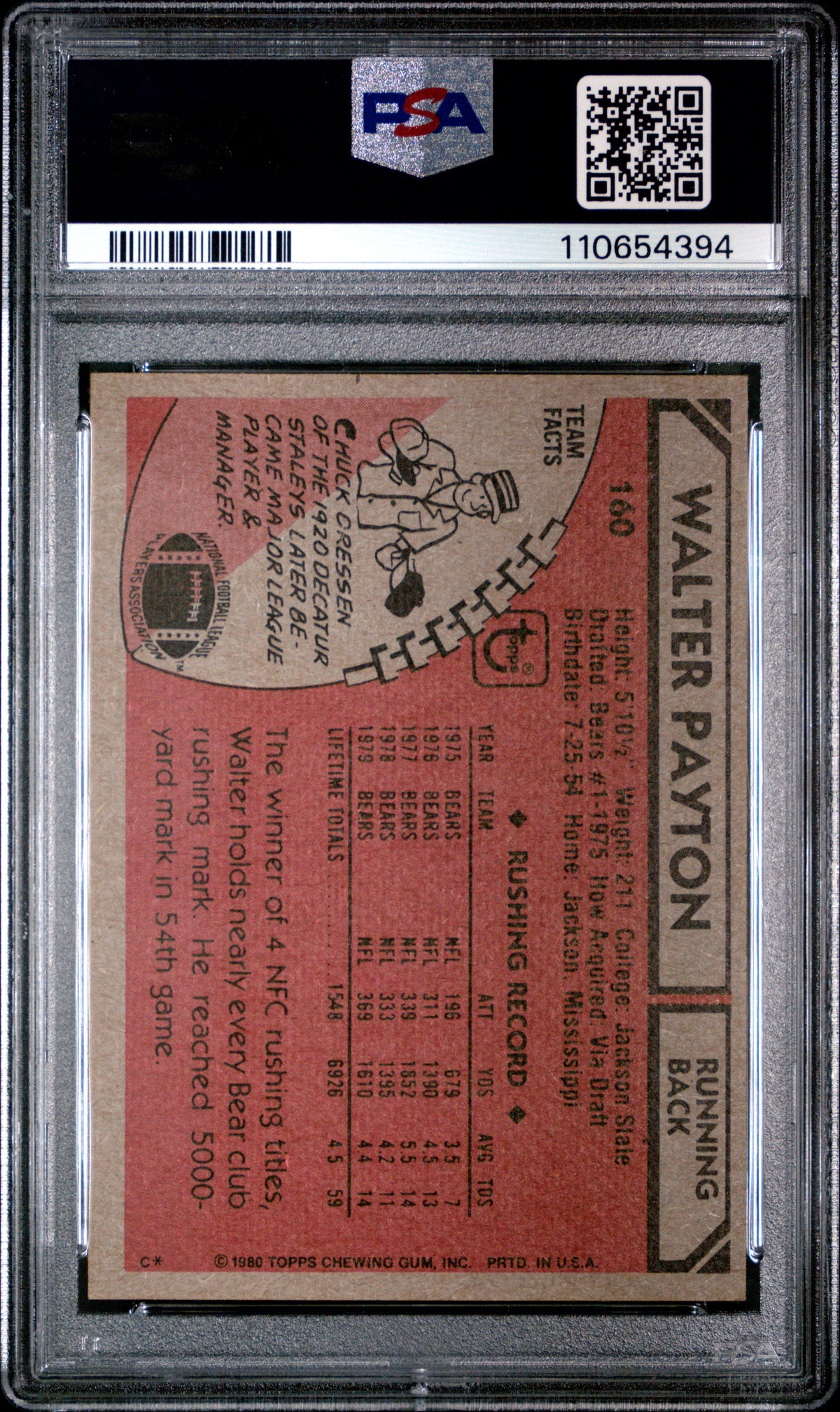 1980 Topps Walter Payton All-Pro PSA 7