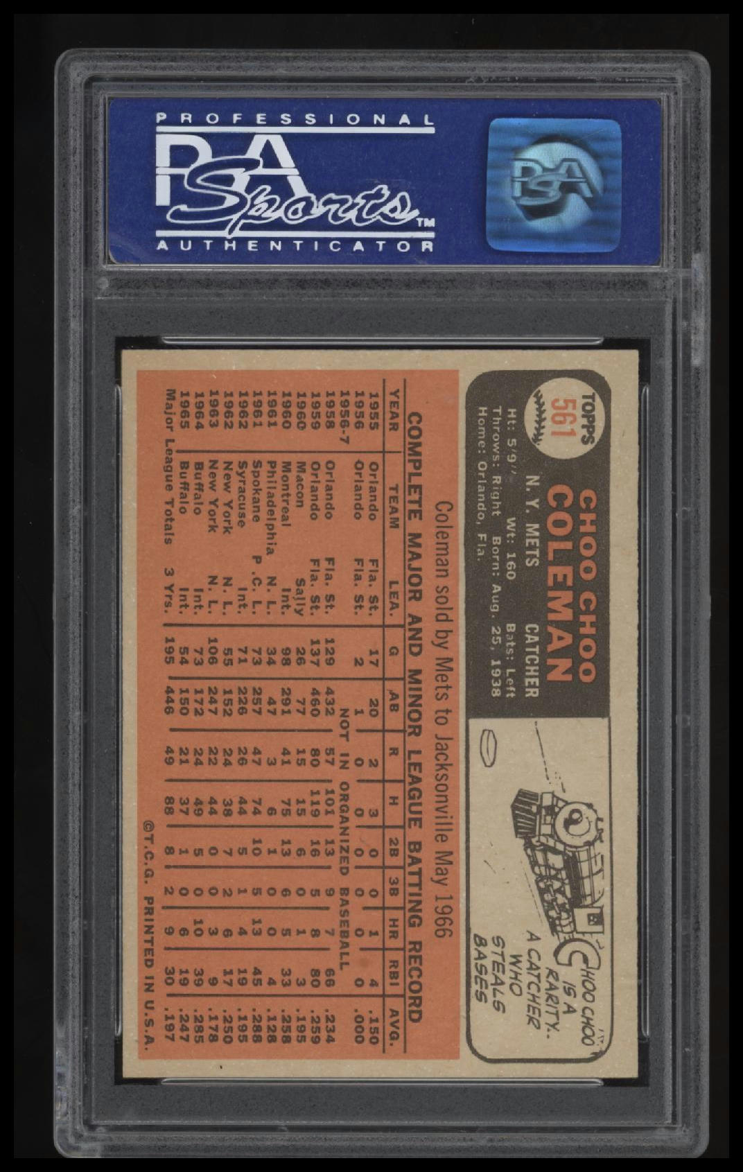 1966 Topps Choo Choo Coleman PSA 8