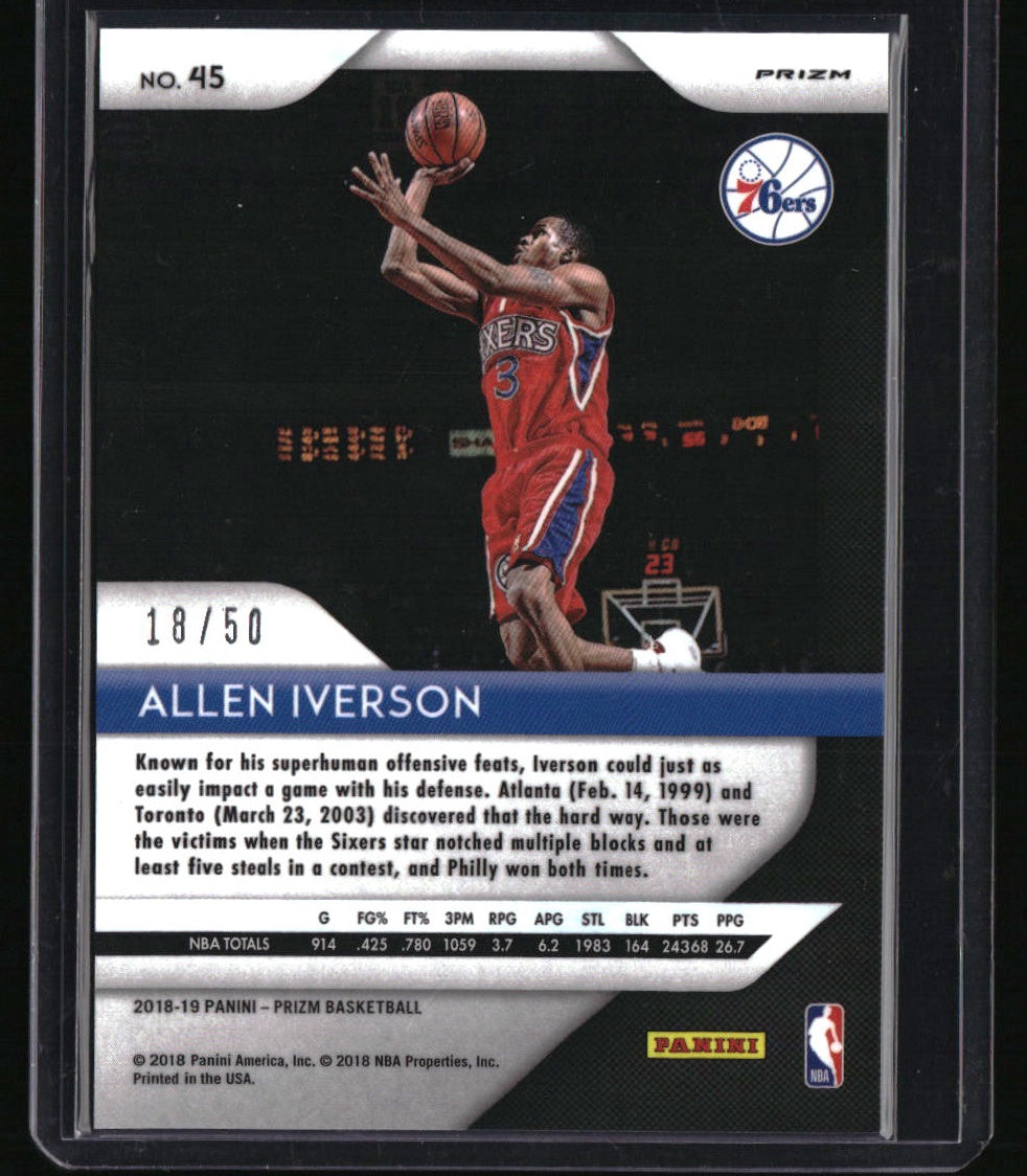 2018-19 Panini Prizm Allen Iverson Prizms Fast Break Pink #/50