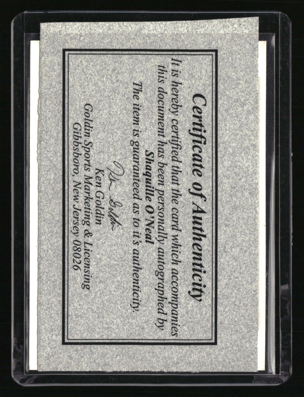 1995-96 Collector&#39;s Choice Shaquille O&#39;Neal Autograph Goldin COA