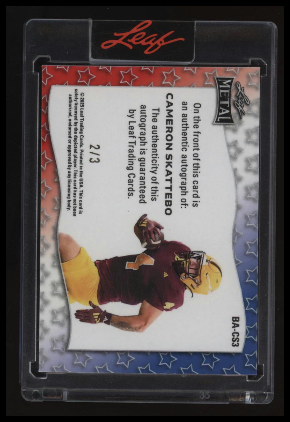2025 Leaf Metal Independence Day Crystal Flag Blue Cameron Skattebo #/3