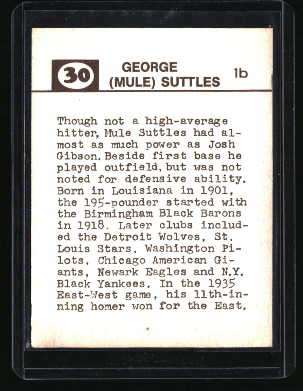 1974 Laughlin Old-Time Black Stars Mule Suttles