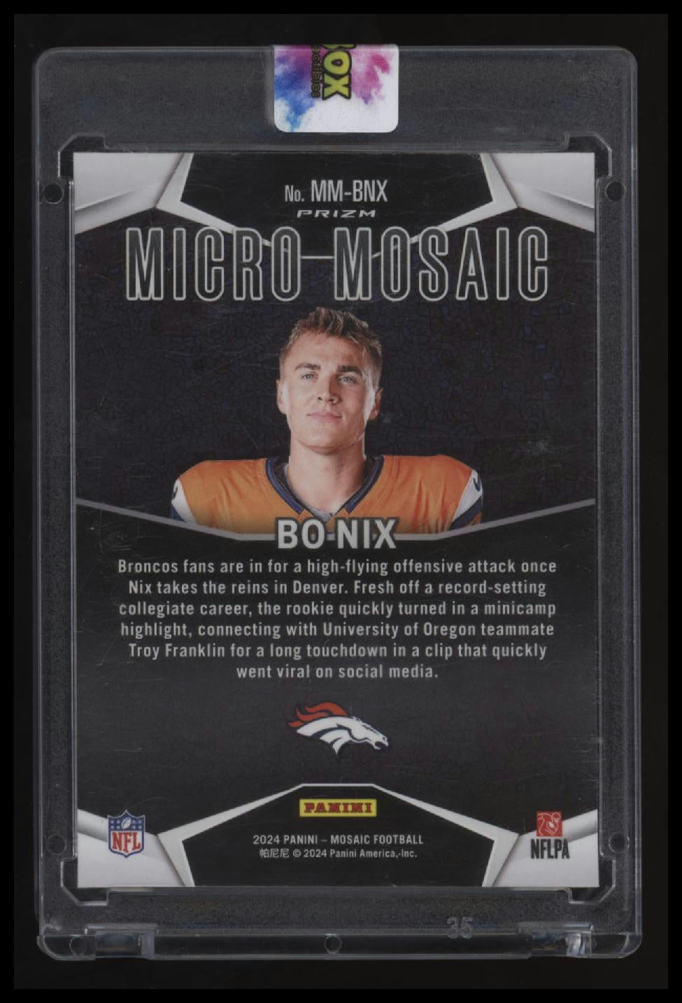 2024 Panini Mosaic Bo Nix Micro Mosaic