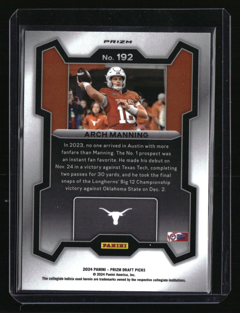 2024 Panini Prizm Draft Picks Arch Manning Silver