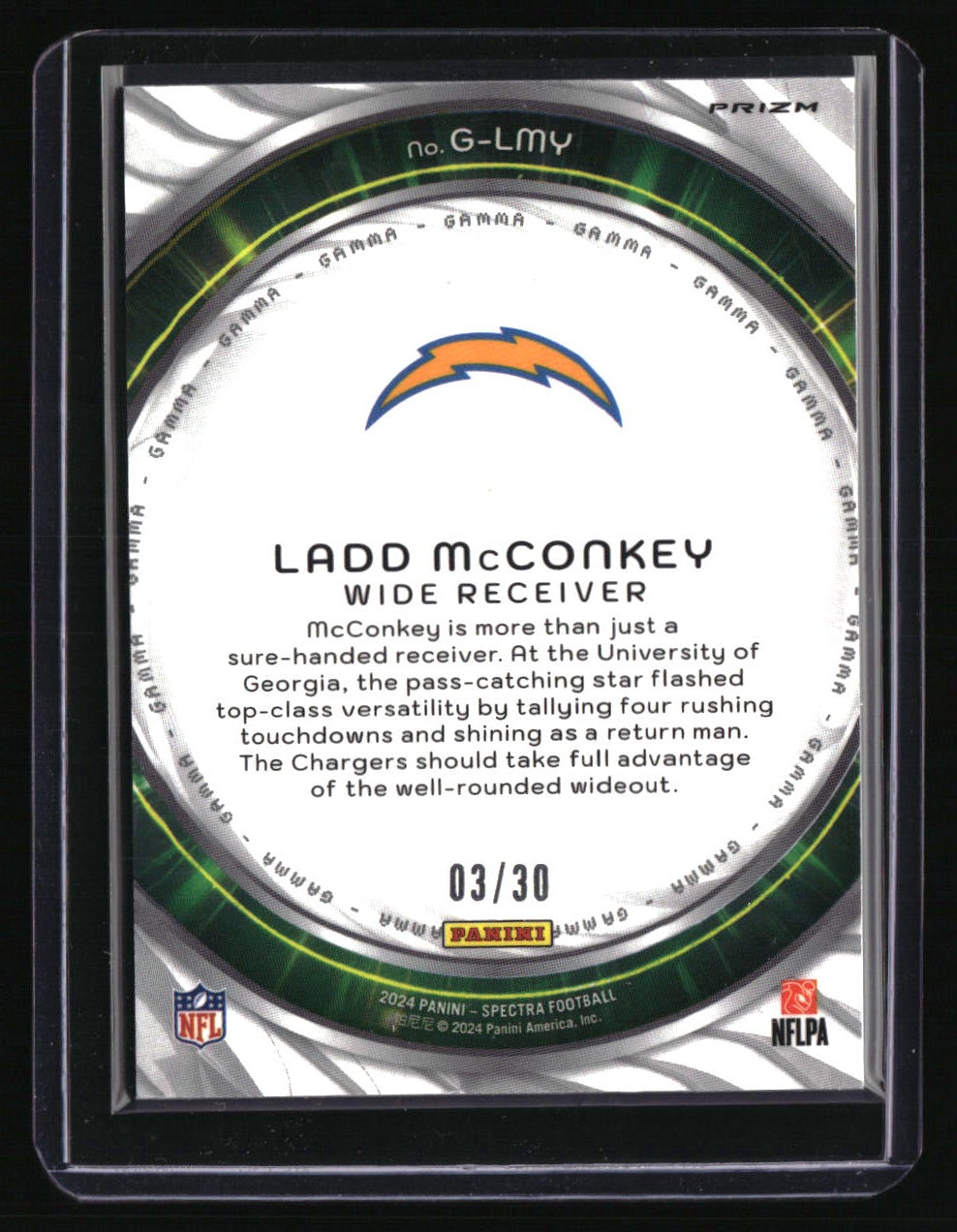 2024 Panini Spectra Ladd McConkey Gamma Meta #/30