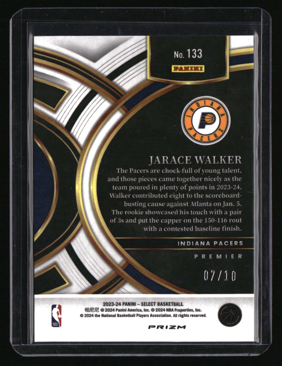 2023-24 Panini Select Jarace Walker Gold Wave Prizms #/10
