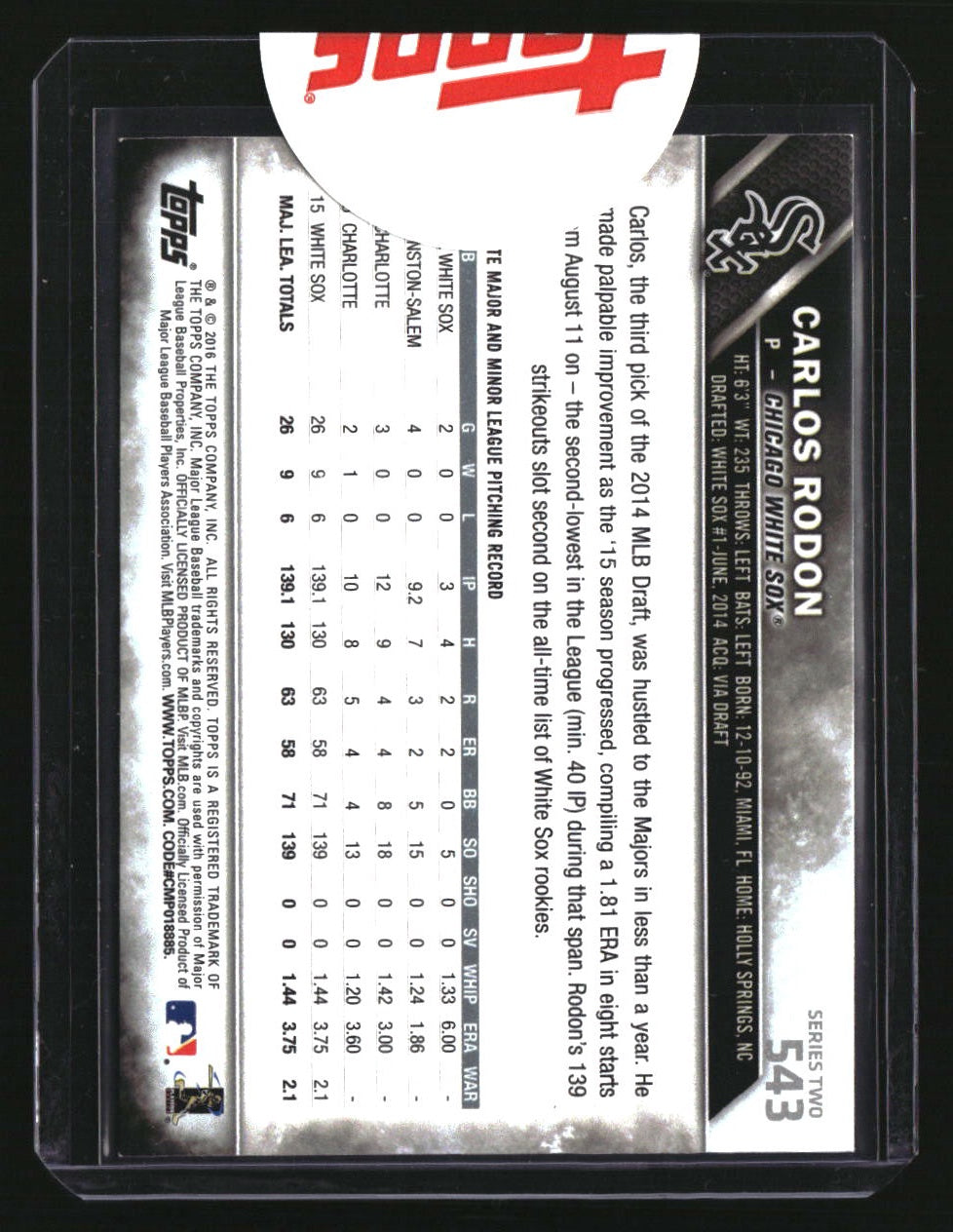 2023 Topps Archives Carlos Rodon 2016 Series Two #/34
