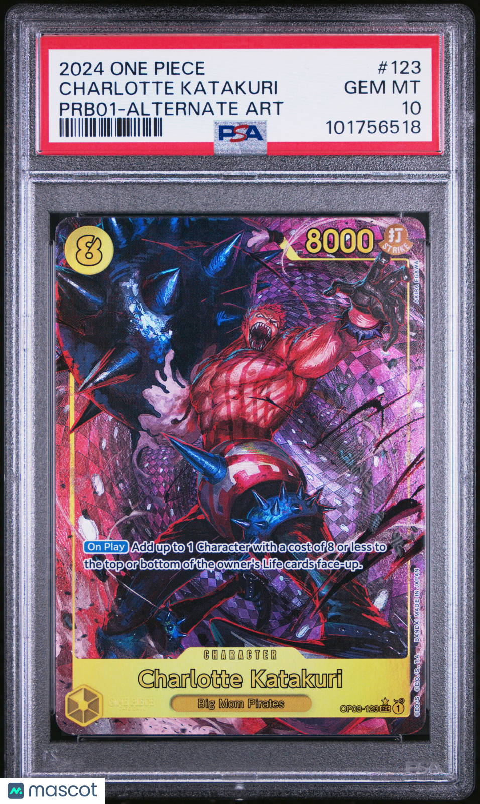 2024 One Piece Prb01-Premium Booster The Best Charlotte Katakuri Alt Art PSA 10