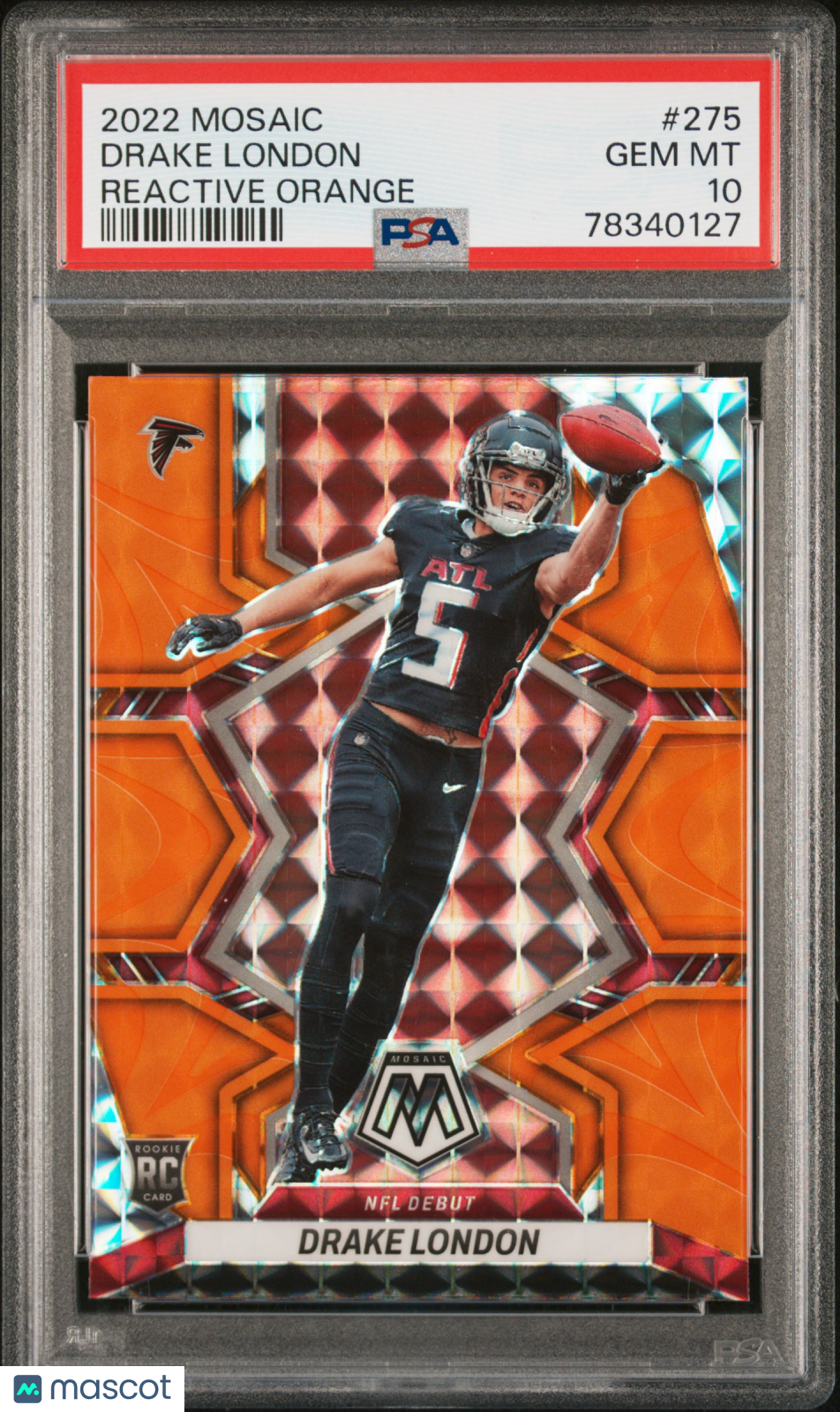 2022 Panini Mosaic Drake London Reactive Orange PSA 10