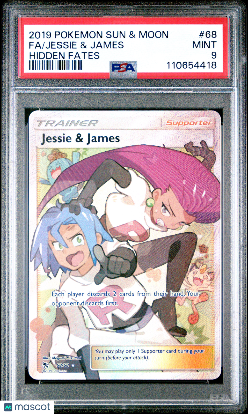2019 Pokemon Sun &amp; Moon Hidden Fates #68 Fa/Jessie &amp; James Hidden Fates PSA 9