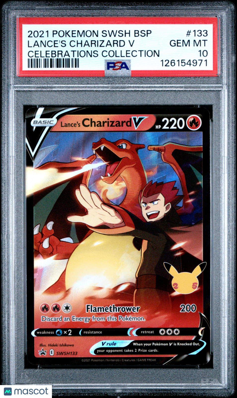 2021 Pokemon Swsh Black Star Promo Lance&#39;S Charizard V Celebrations PSA 10