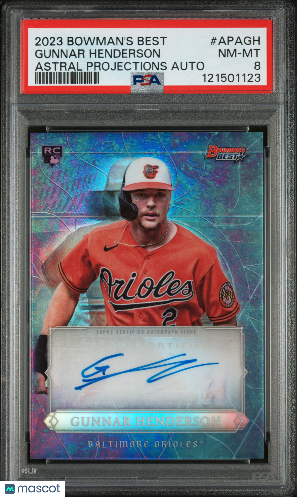2023 Bowman&#39;S Best Astral Projections Autographs Gunnar Henderson PSA 8
