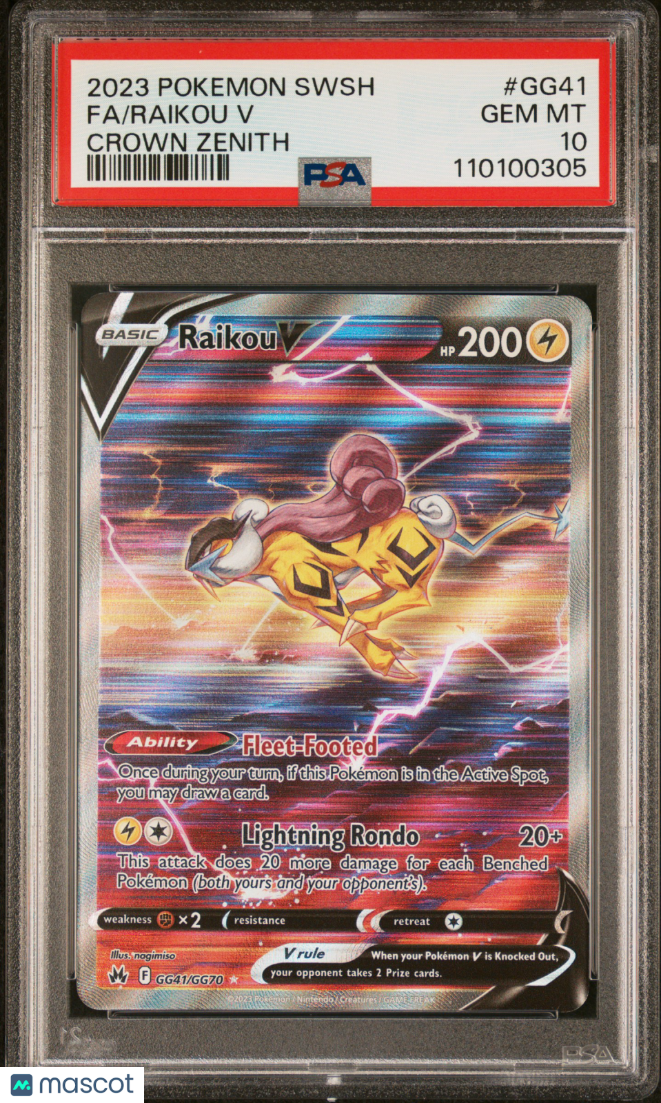 2023 Pokemon Sword And Shield Crown Zenith Fa/Raikou V Crown Zenith PSA 10