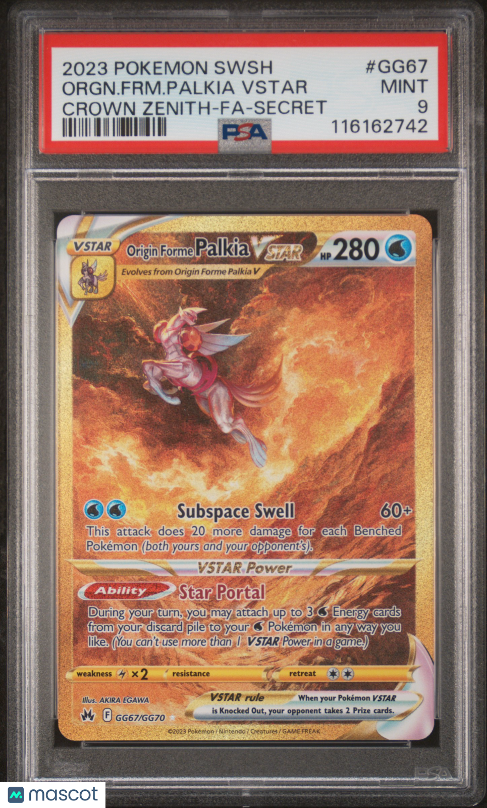 2023 Pokemon Sword And Shield Crown Zenith Orgn.Frm.Palkia Vstar Secret PSA 9