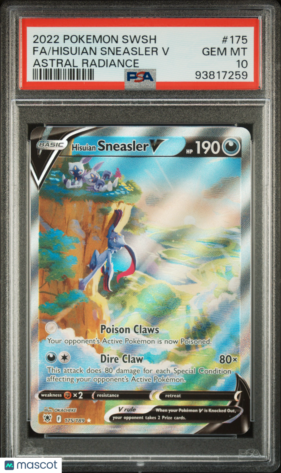 2022 Pokemon Sword &amp; Shield Astral Radiance Fa/Hisuian Sneasler V PSA 10