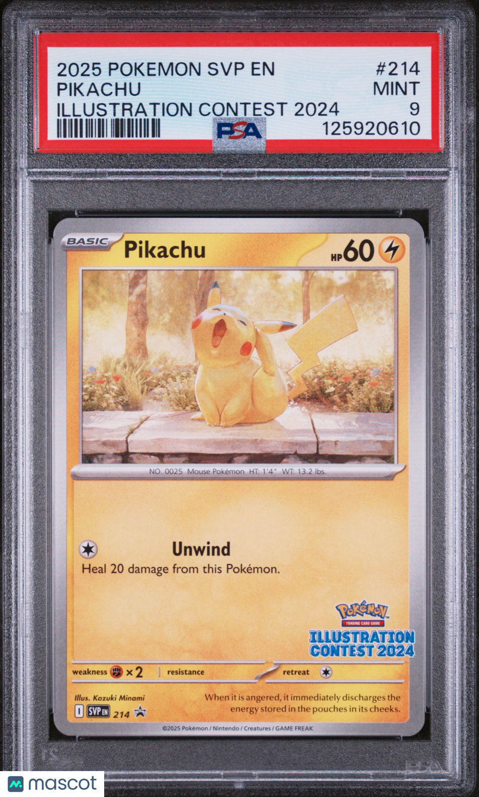 2025 Pokemon Svp En-Sv Black Star Promo Pikachu Illustration Contest PSA 9
