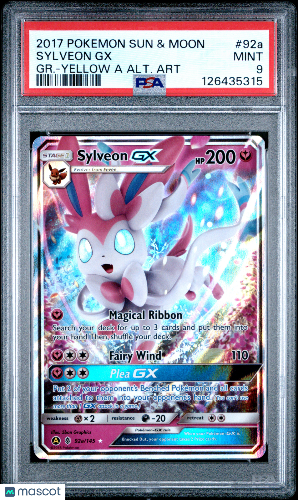 2017 Pokemon Sun &amp; Moon Guardians Rising Sylveon Gx Gr.-Yellow A Alt. Art PSA 9