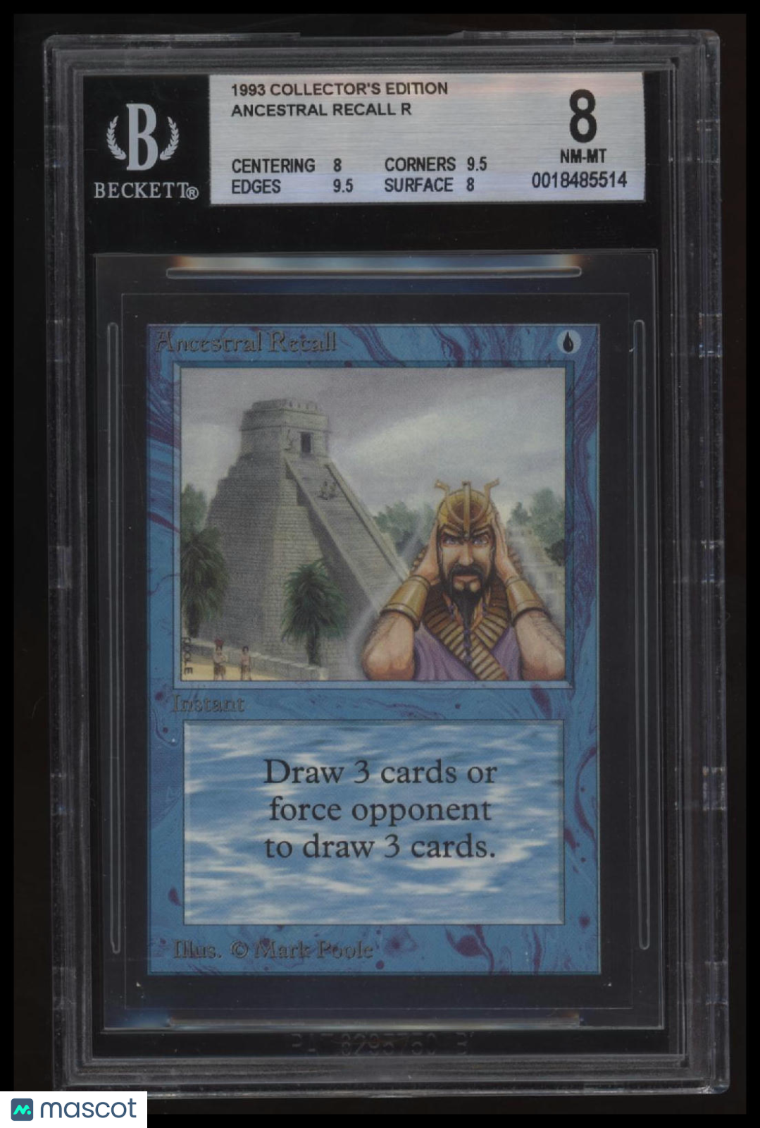 1993 Magic The Gathering Collector&#39;s Edition Ancestral Recall R BGS 8.0