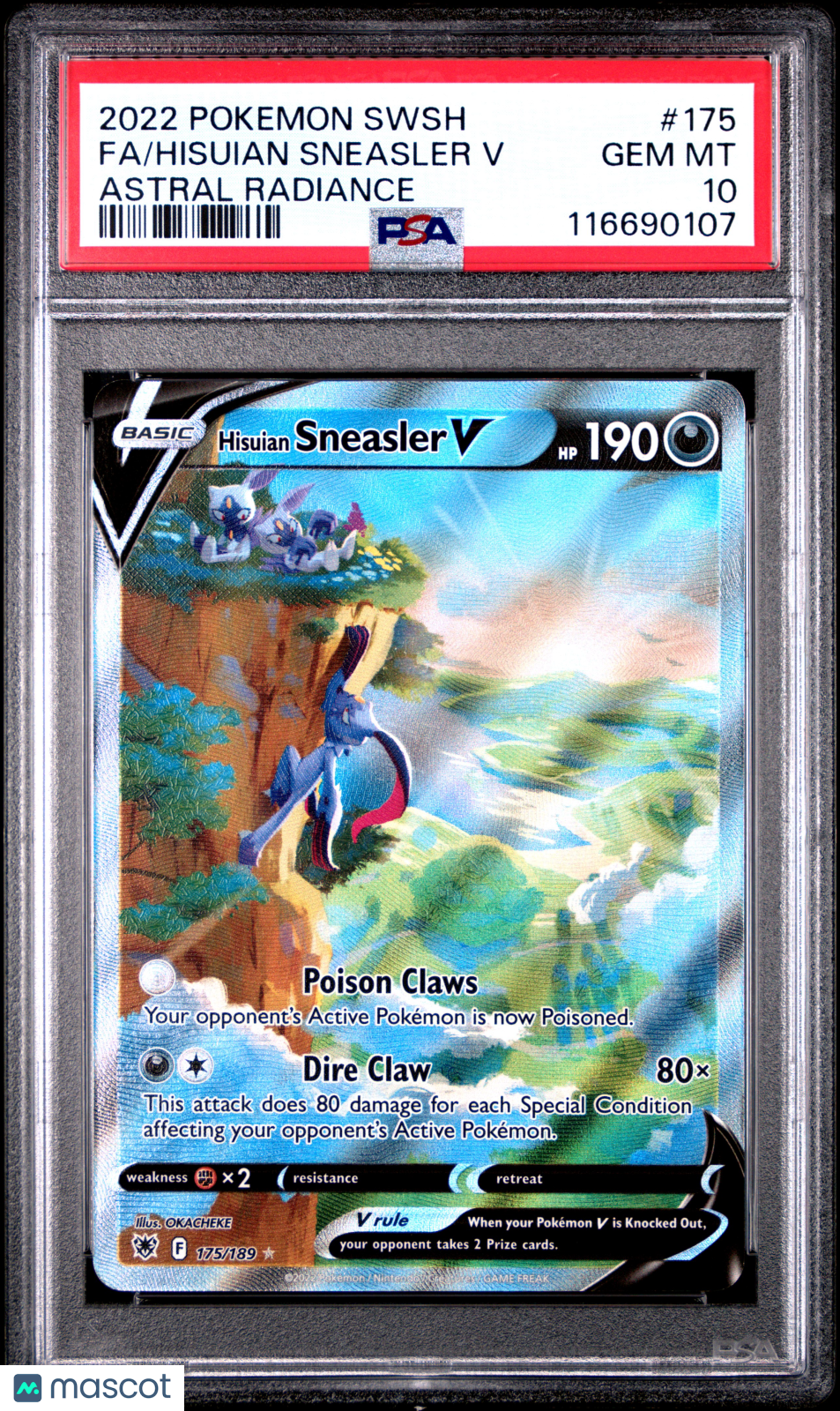 2022 Pokemon Sword &amp; Shield Astral Radiance Hisuian Sneasler V PSA 10