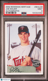 2002 Bowman Heritage Autographs Joe Mauer Autographs PSA 9