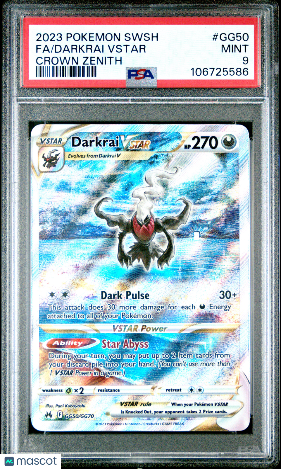 2023 Pokemon Sword And Shield Crown Zenith Fa/Darkrai Vstar Crown Zenith PSA 9