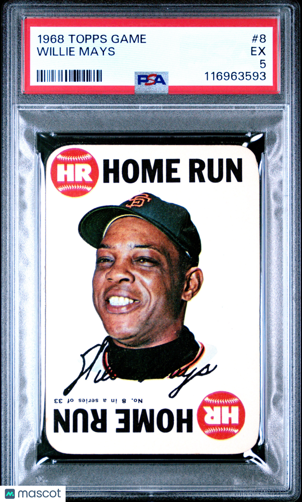 1968 Topps Game Willie Mays PSA 5