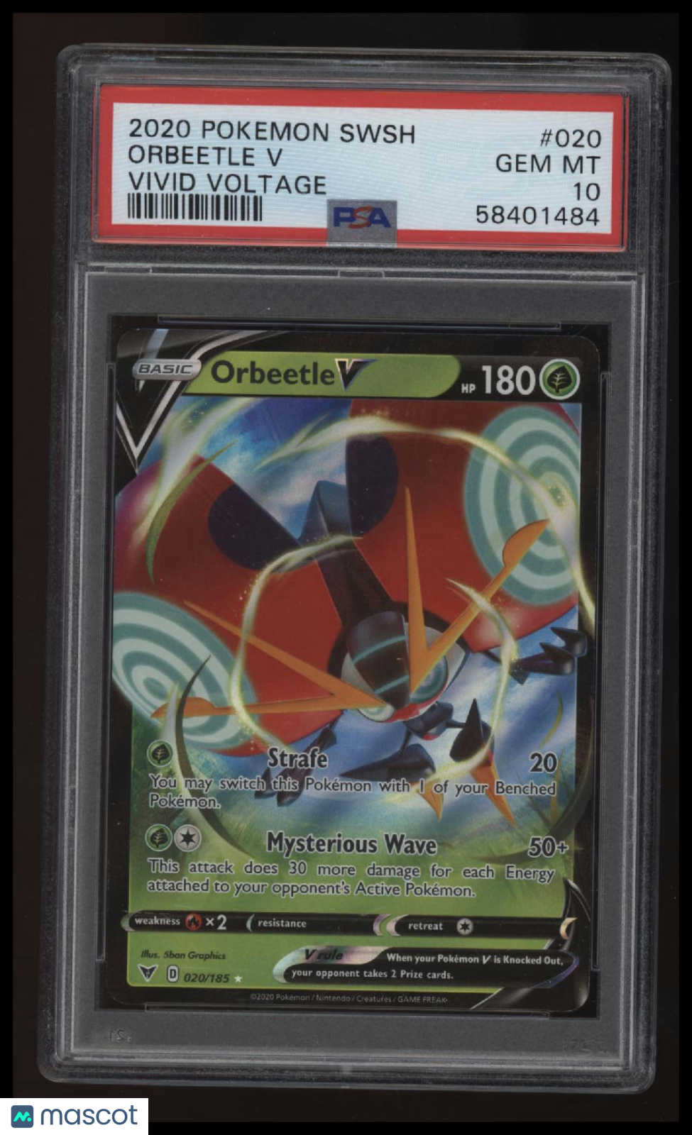 2020 Pokemon Sword &amp; Shield Vivid Voltage Orbeetle V Vivid Voltage PSA 10