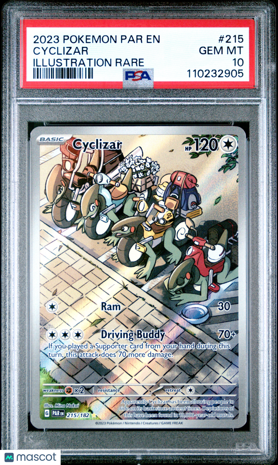 2023 Pokemon Par En-Paradox Rift Cyclizar Illustration Rare PSA 10