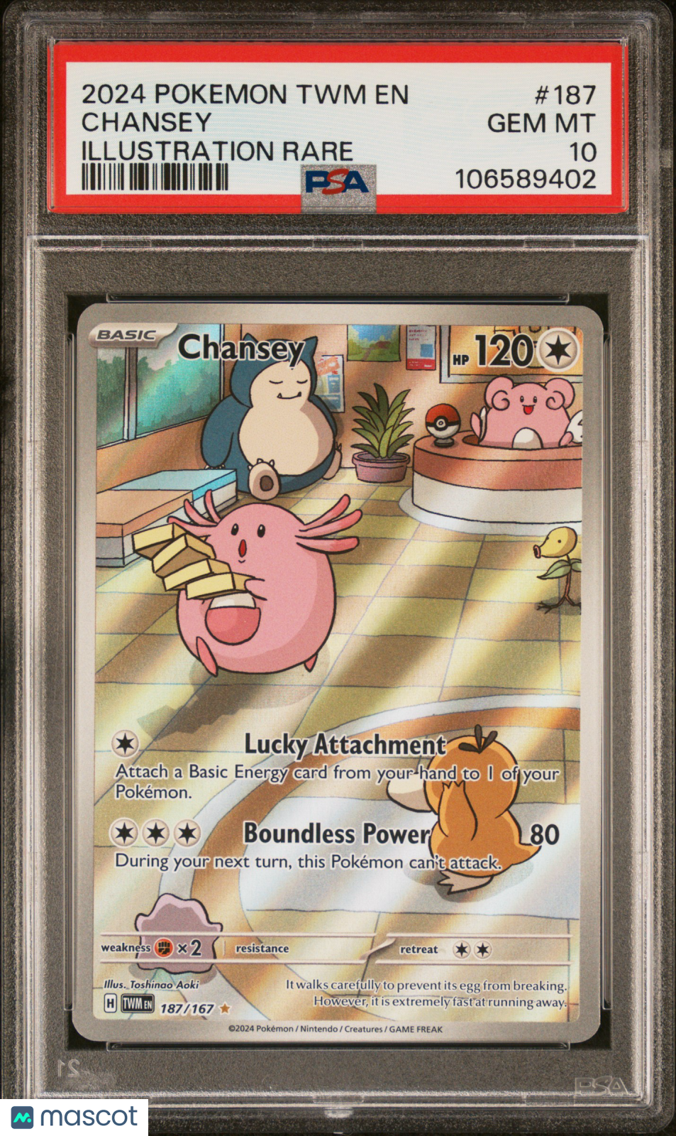 2024 Pokemon Twm En-Twilight Masquerade Chansey Illustration Rare PSA 10