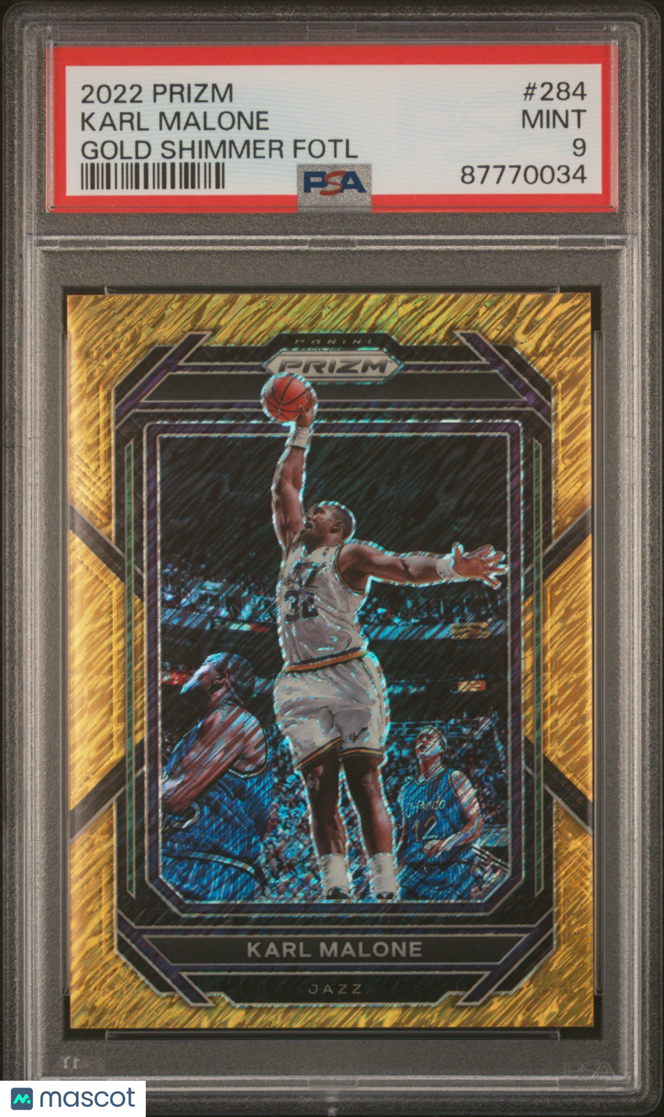 2022 Panini Prizm Karl Malone Gold Shimmer Fotl PSA 9