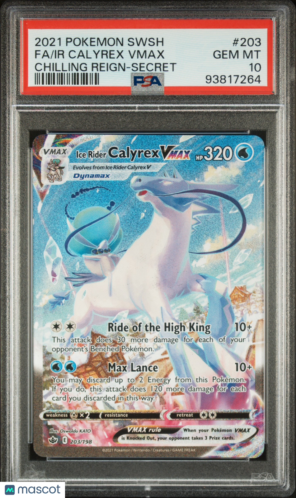 2021 Pokemon Sword &amp; Shield Chilling Reign Fa/Ir Calyrex Vmax Secret PSA 10