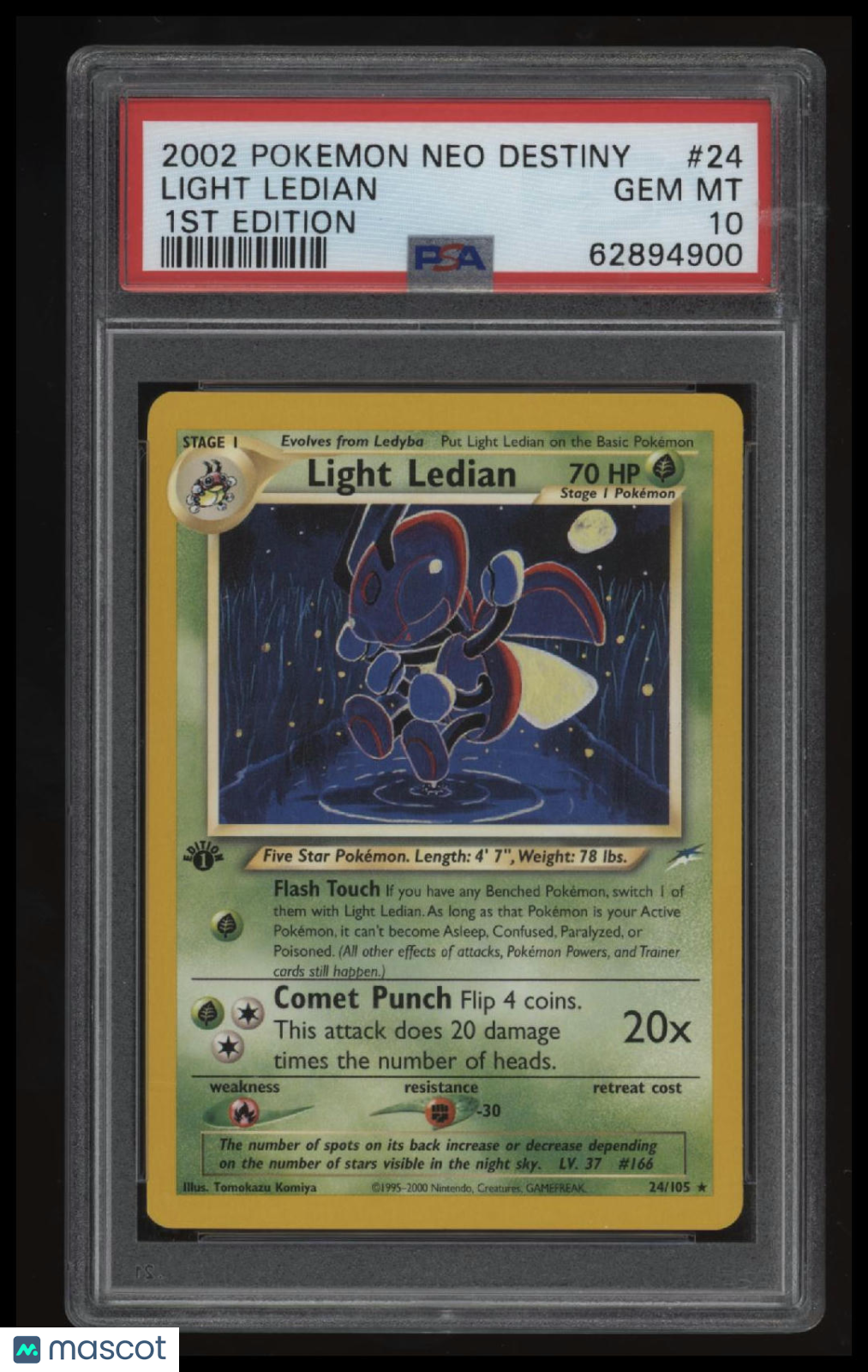 2002 Pokemon Neo Destiny Light Ledian 1st Edition PSA 10