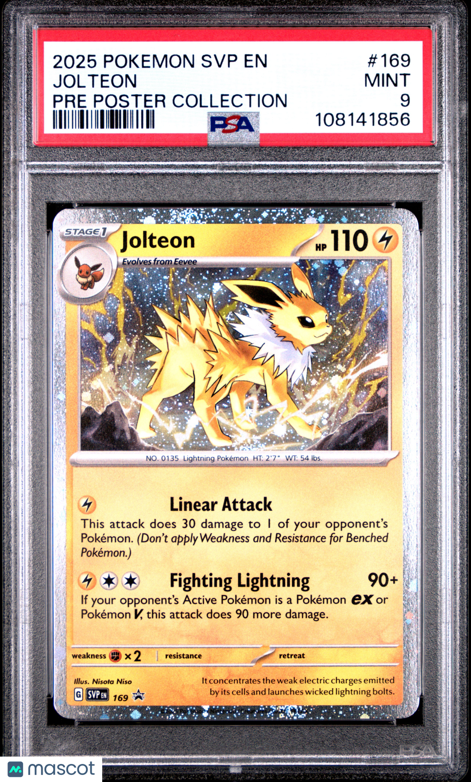 2025 Pokemon Svp En-Sv Black Star Promo #169 Jolteon Pre Poster Collection PSA 9