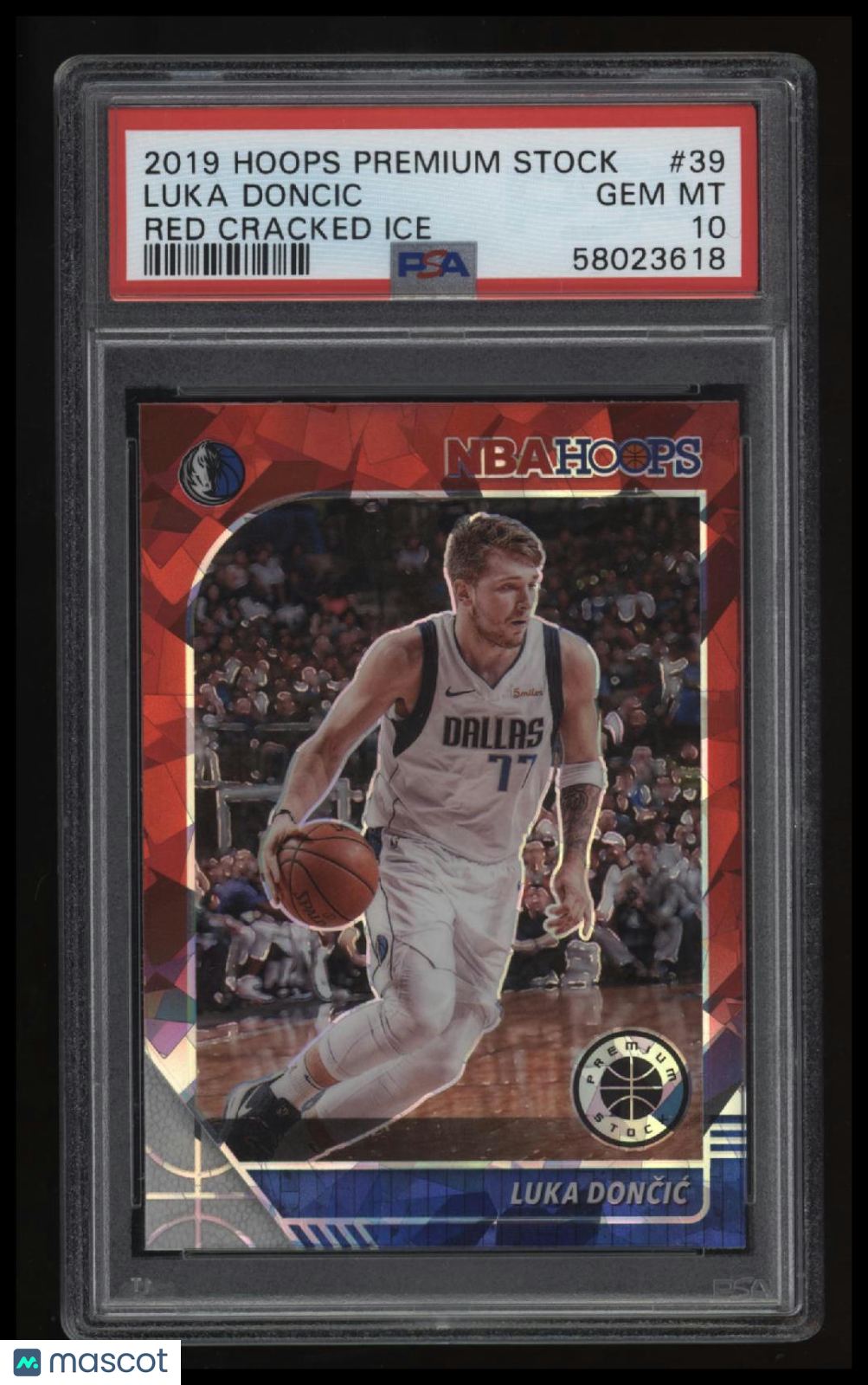 2019 Panini Hoops Premium Stock Luka Doncic Red Cracked Ice PSA 10