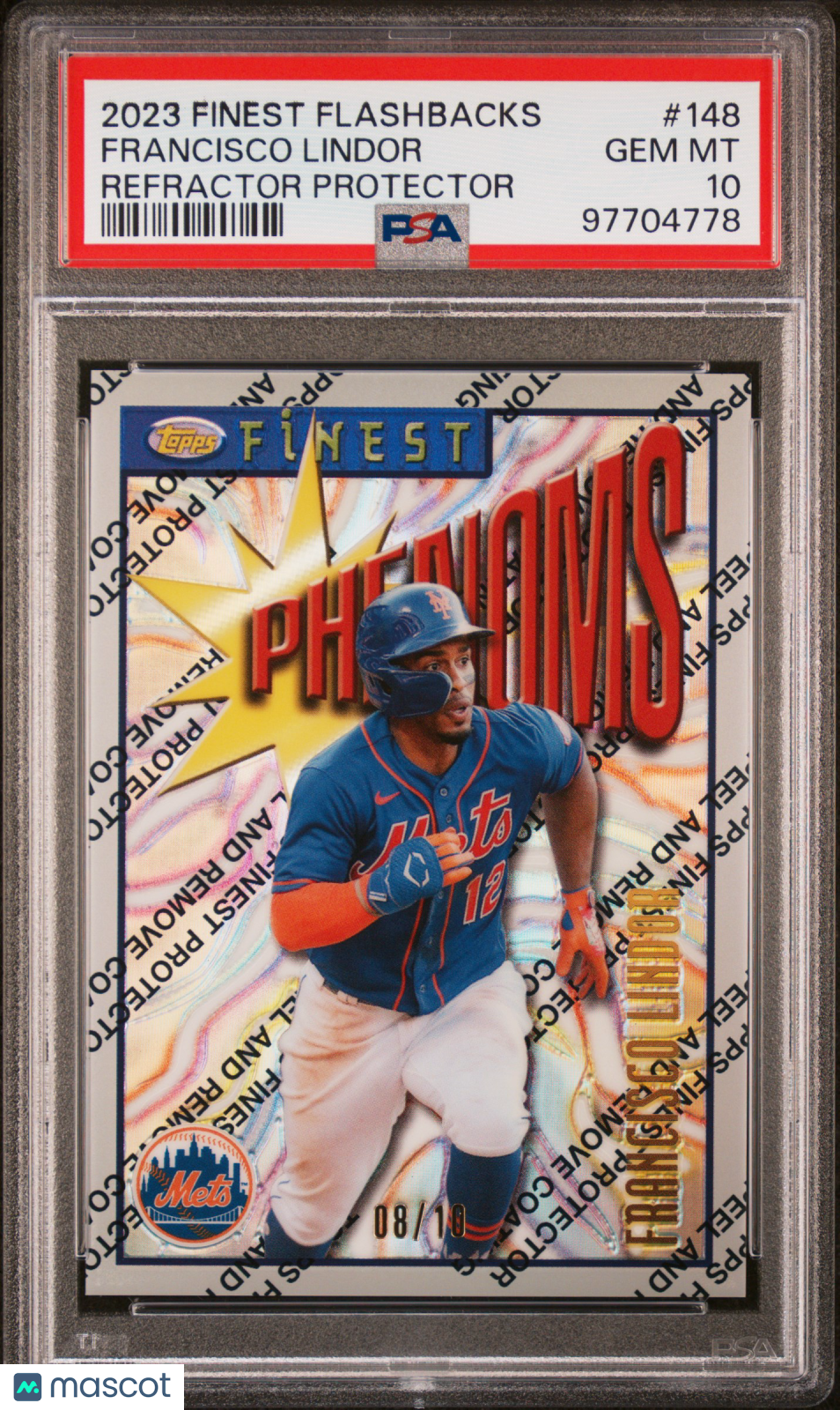 2023 Topps Finest Flashbacks Francisco Lindor Refractor Protector PSA 10