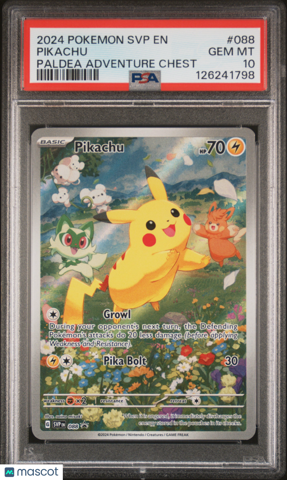 2024 Pokemon Svp En-Sv Black Star Promo Pikachu Paldea Adventure Chest PSA 10