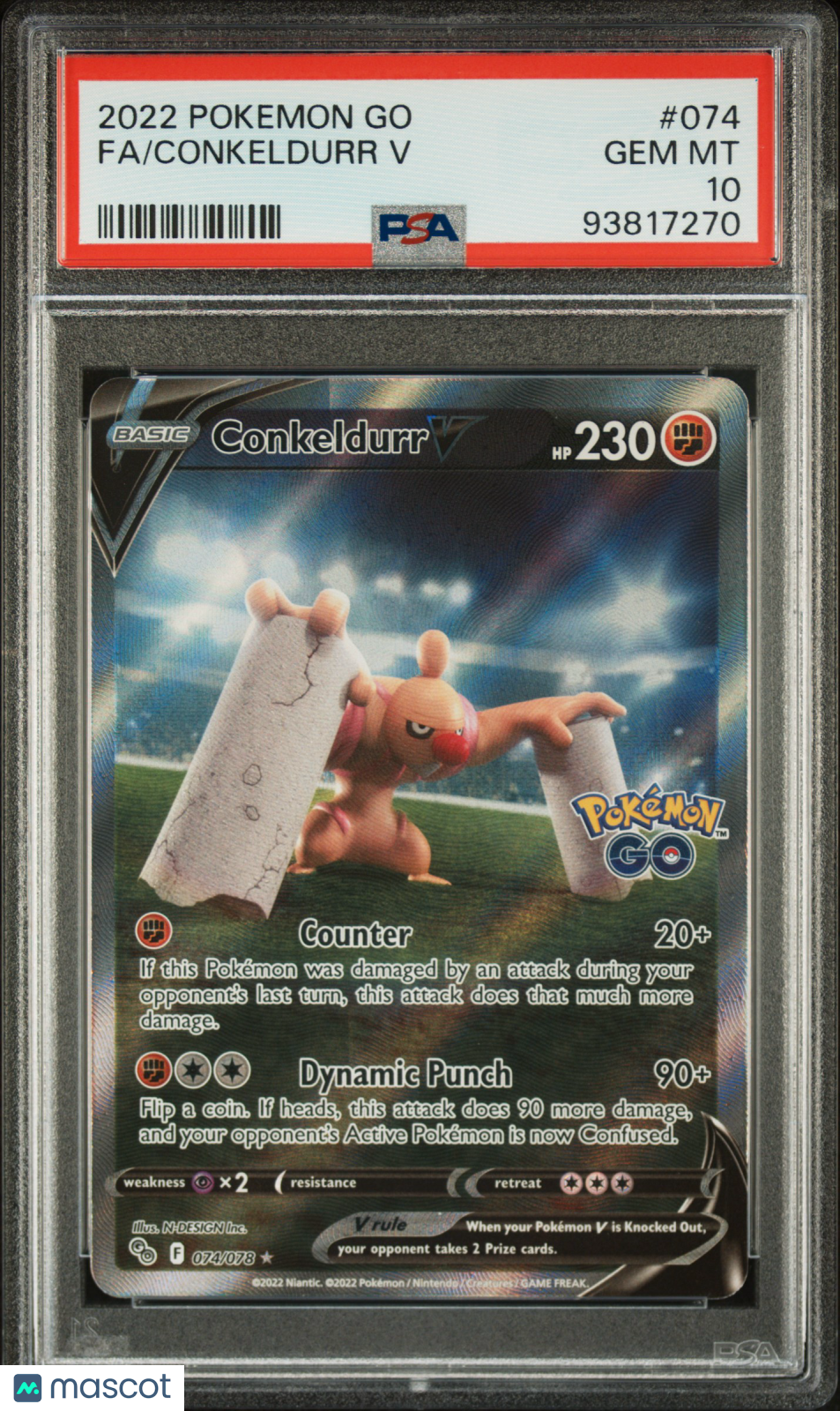 2022 Pokemon Go Fa/Conkeldurr V PSA 10