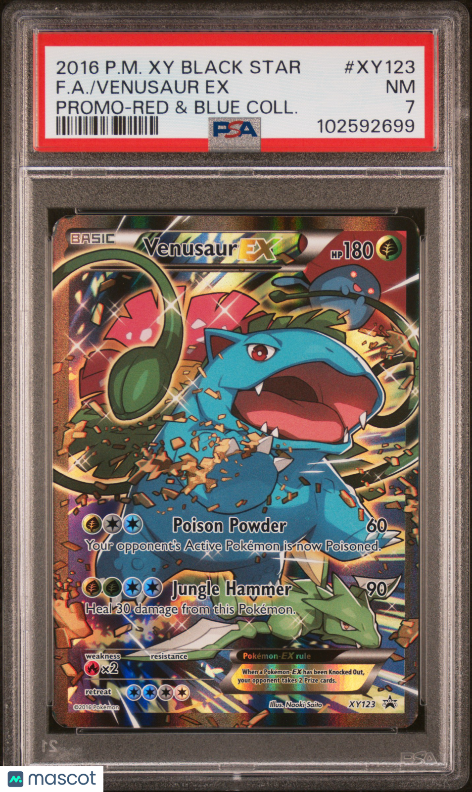 2016 Pokemon Xy Black Star Promo F.A./Venusaur Ex Promo-Red &amp; Blue Coll. PSA 7