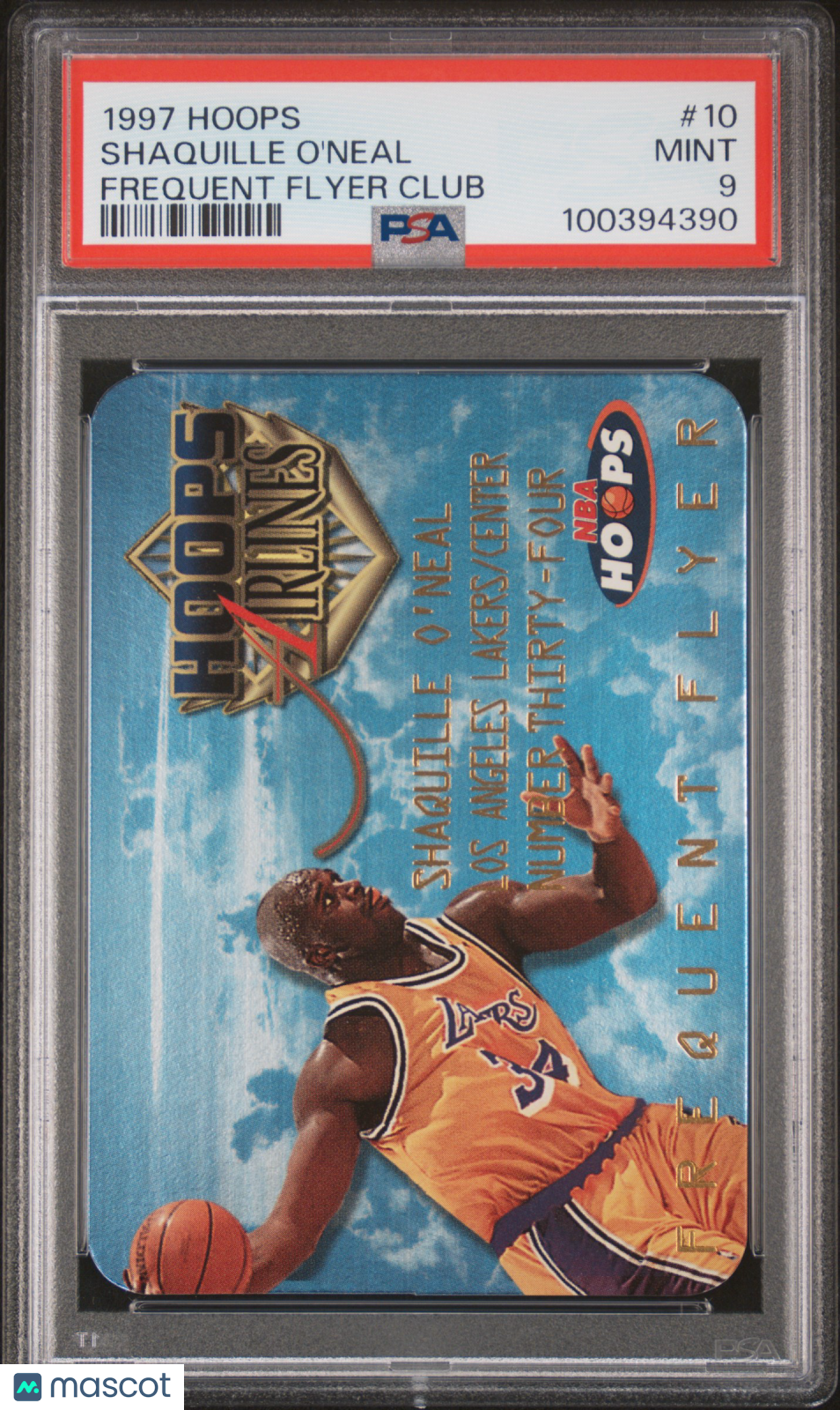 1997 Hoops Frequent Flyer Club Shaquille O&#39;Neal Frequent Flyer Club PSA 9