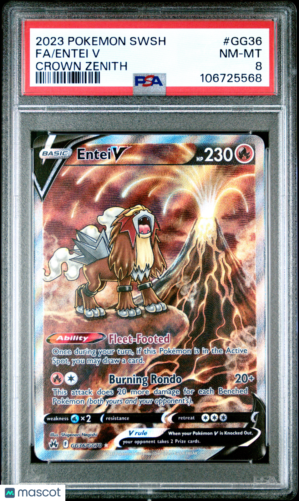 2023 Pokemon Sword And Shield Crown Zenith Fa/Entei V Crown Zenith PSA 8