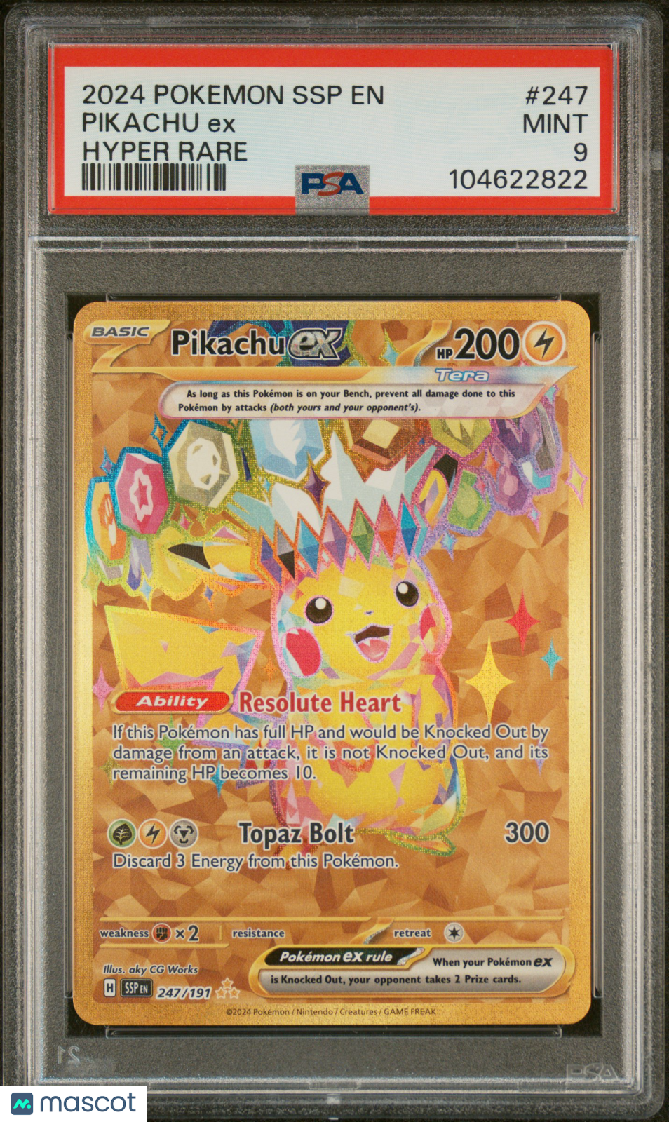 2024 Pokemon Ssp En-Surging Sparks Pikachu Ex Hyper Rare PSA 9