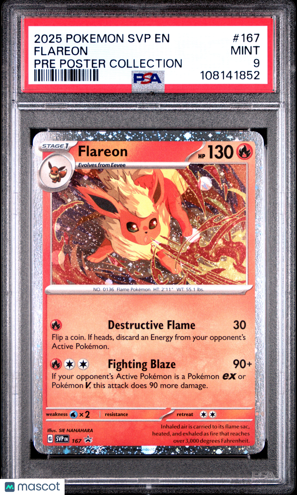 2025 Pokemon Svp Black Star Promo #167 Flareon Pre Poster Collection PSA 9