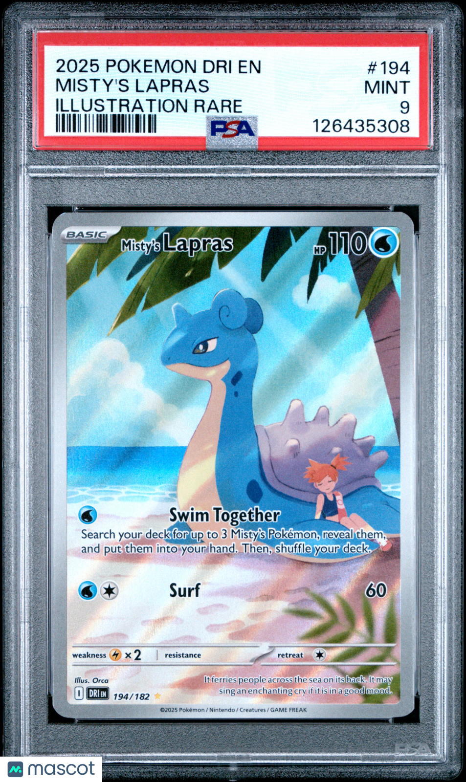 2025 Pokemon Dri En-Destined Rivals Misty&#39;S Lapras Illustration Rare PSA 9
