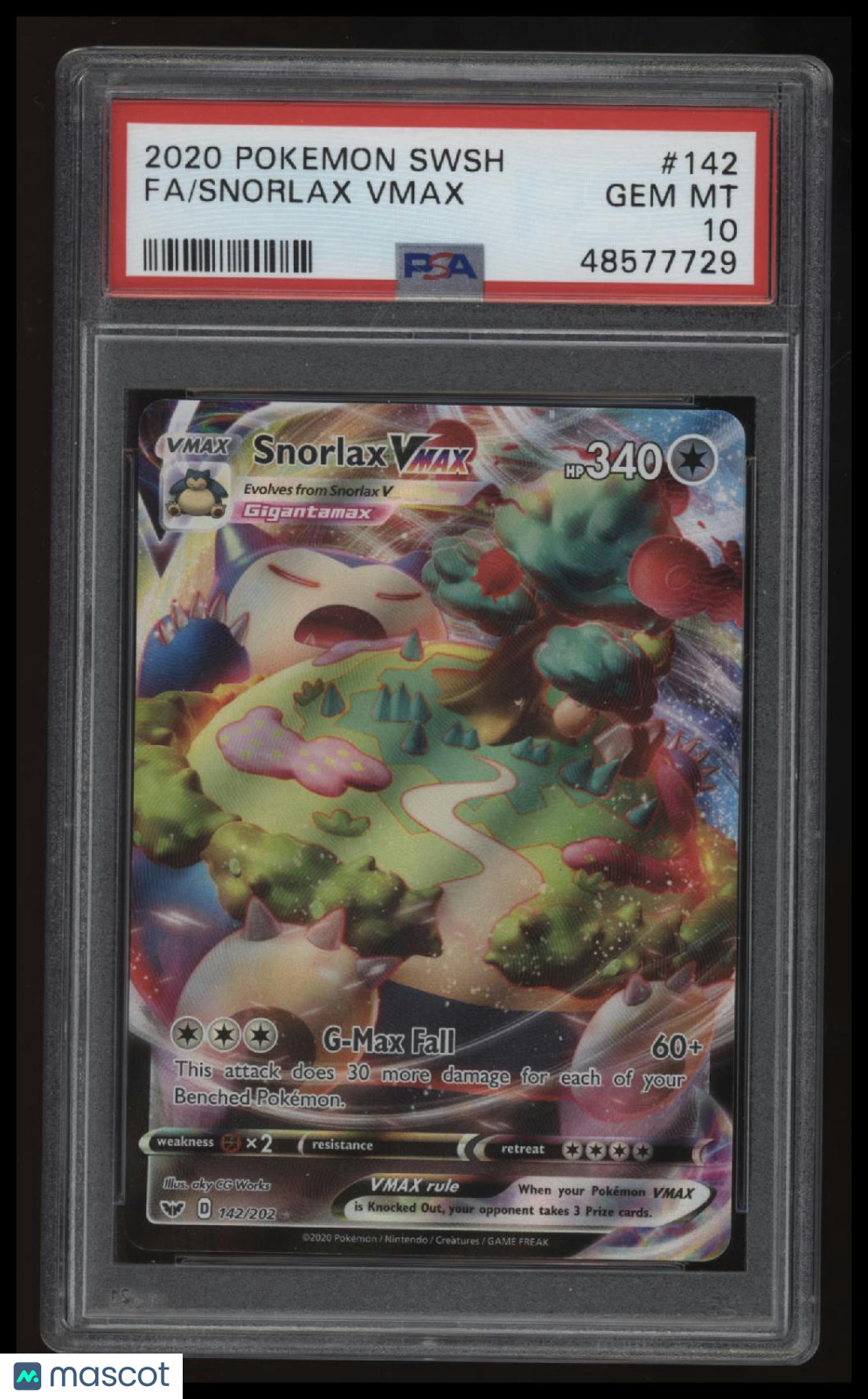 2020 Pokemon Sword & Shield Fa/Snorlax Vmax PSA 10